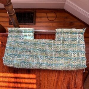 Putu by J. Macclear Blue/Green Tweed/Woven Clutch
